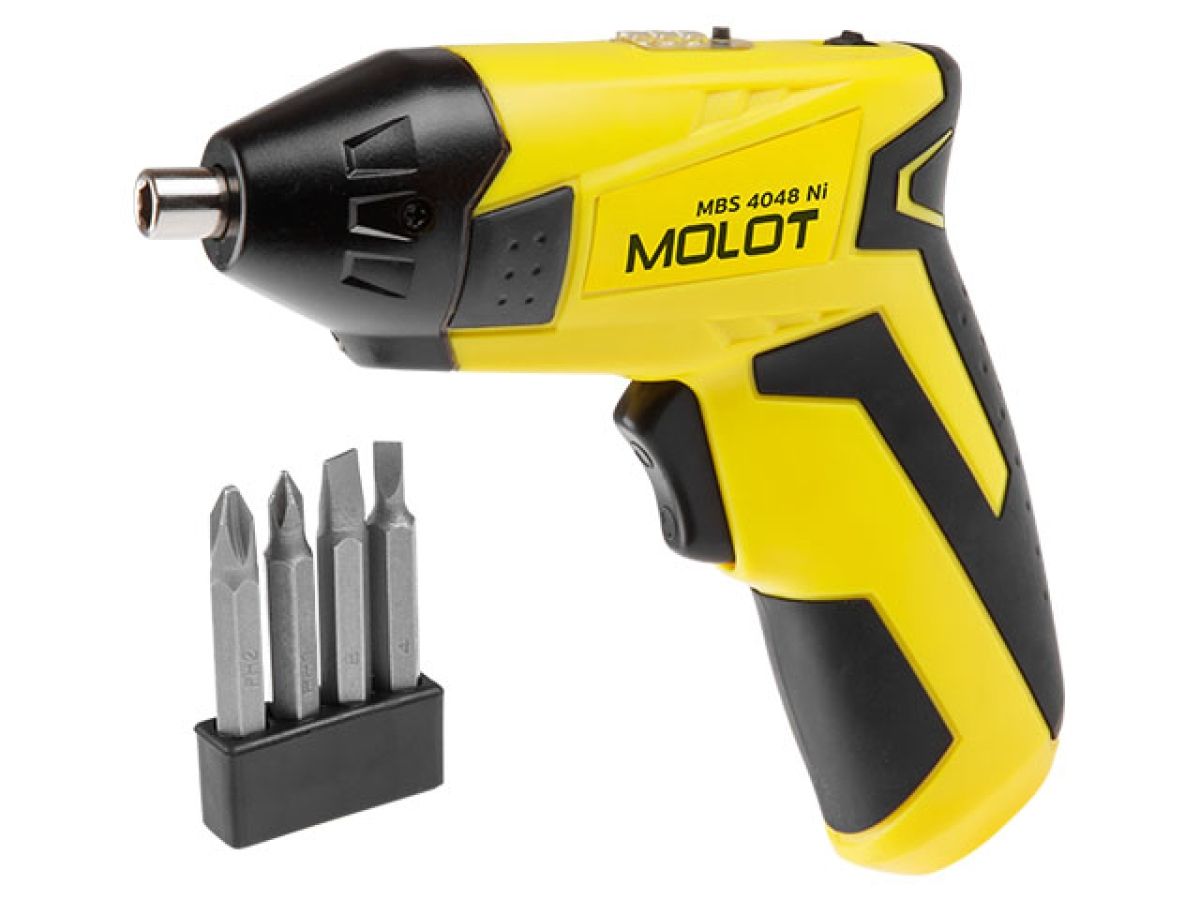 Шуруповерт аккумуляторный MOLOT MBS 4048 Ni + набор бит