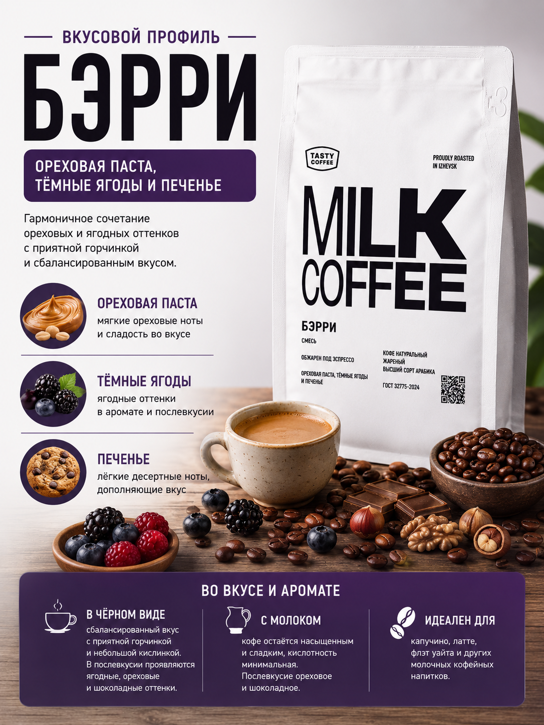 Кофе в зернах Tasty Coffee Бэрри 250 г