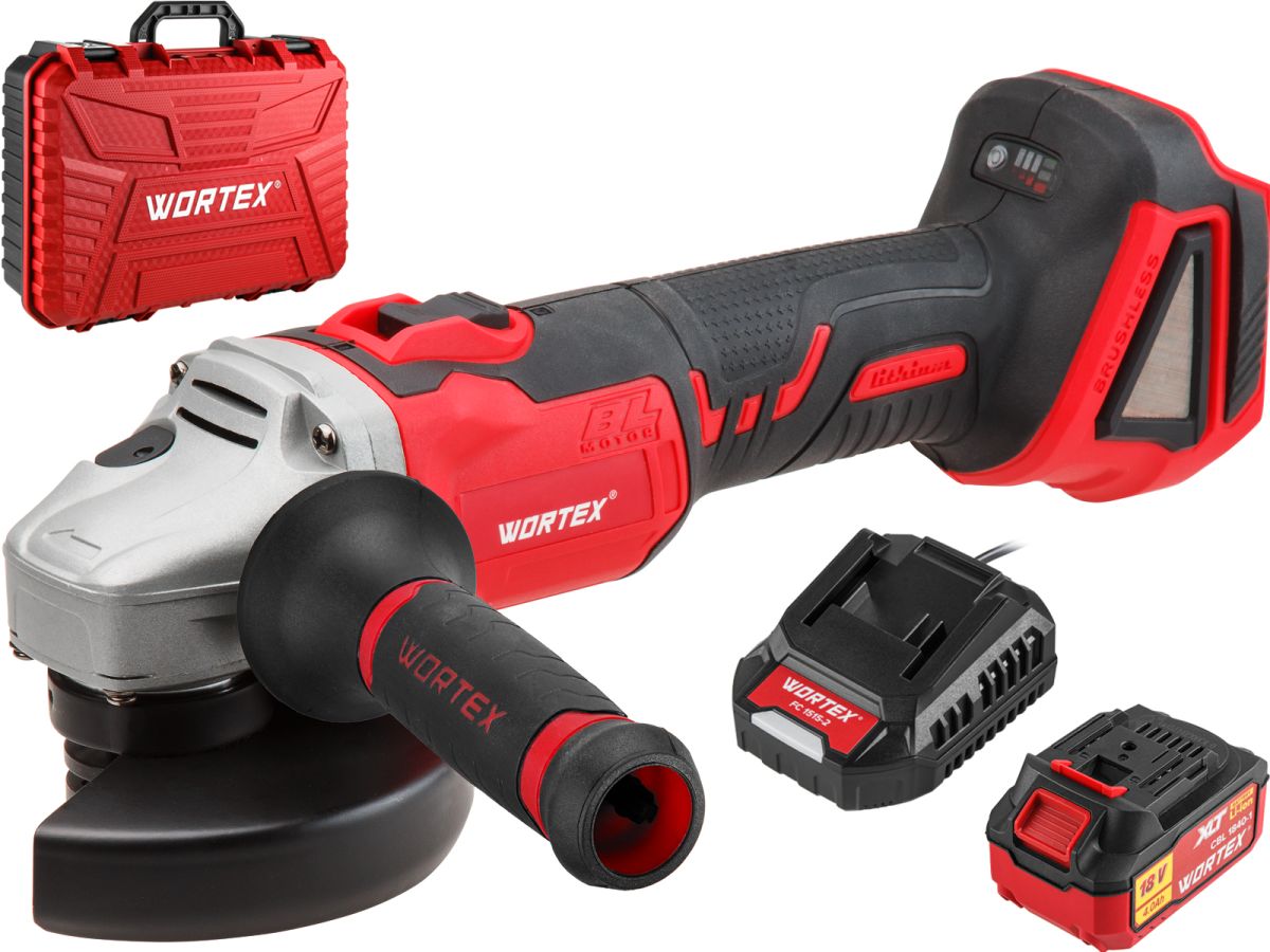 Шлифмашина угловая (болгарка) аккумуляторная WORTEX CAG 1812 E ALL1 XLT SET (1 АКБ, 4 А-ч)
