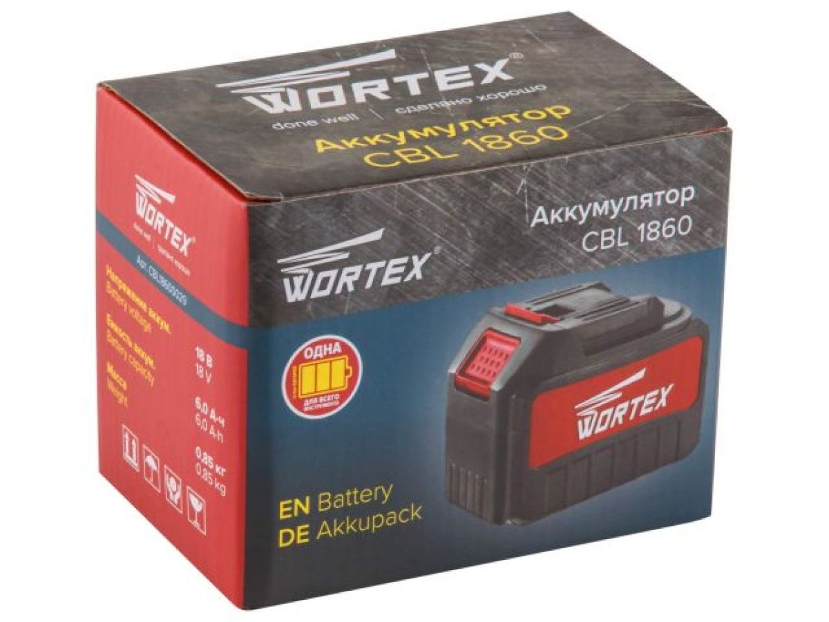 Аккумулятор (АКБ) 18V, 6.0Ah Li-Ion WORTEX CBL 1860 ALL1 XLT для электроинструмента