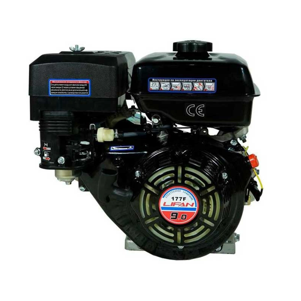 Двигатель Lifan 177F 9л.с. (вал 25мм под шпонку, 90x90)