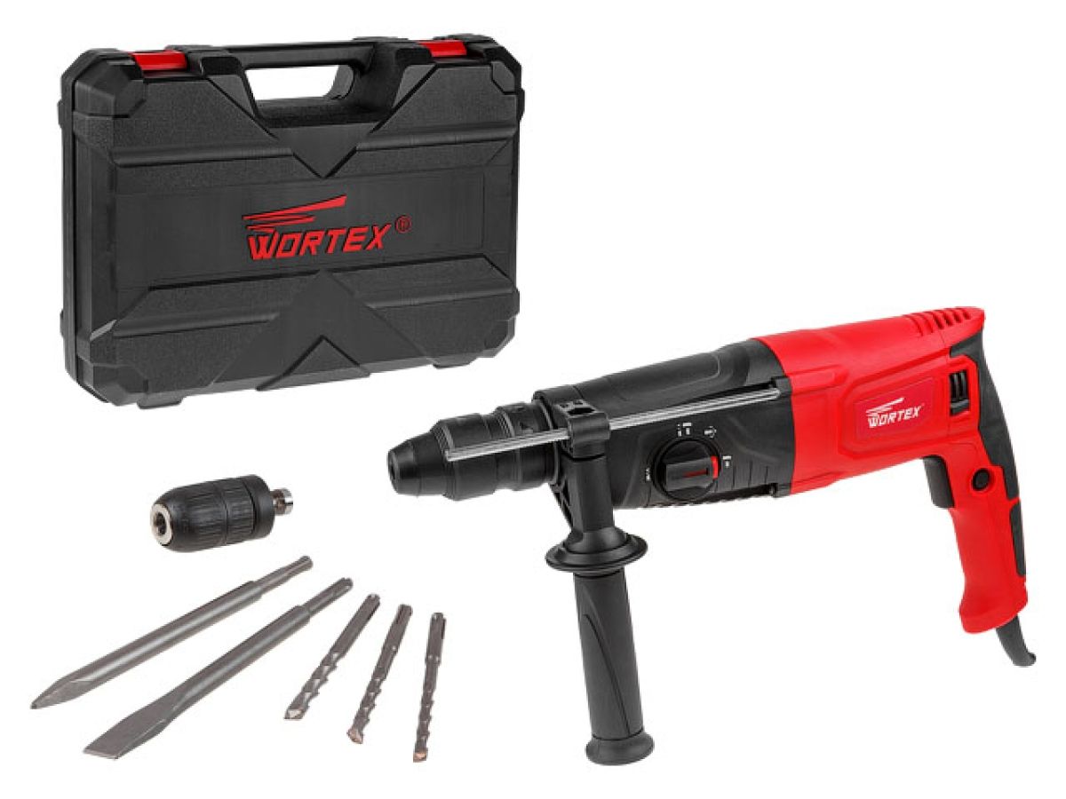 Перфоратор сетевой WORTEX RH 2629 (2 зубила, 3 сверла)