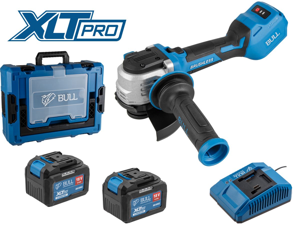 Шлифмашина угловая (болгарка) аккумуляторная BULL CSG 1812-1 SR Xcase XLTpro (2 АКБ,  6 А-ч)