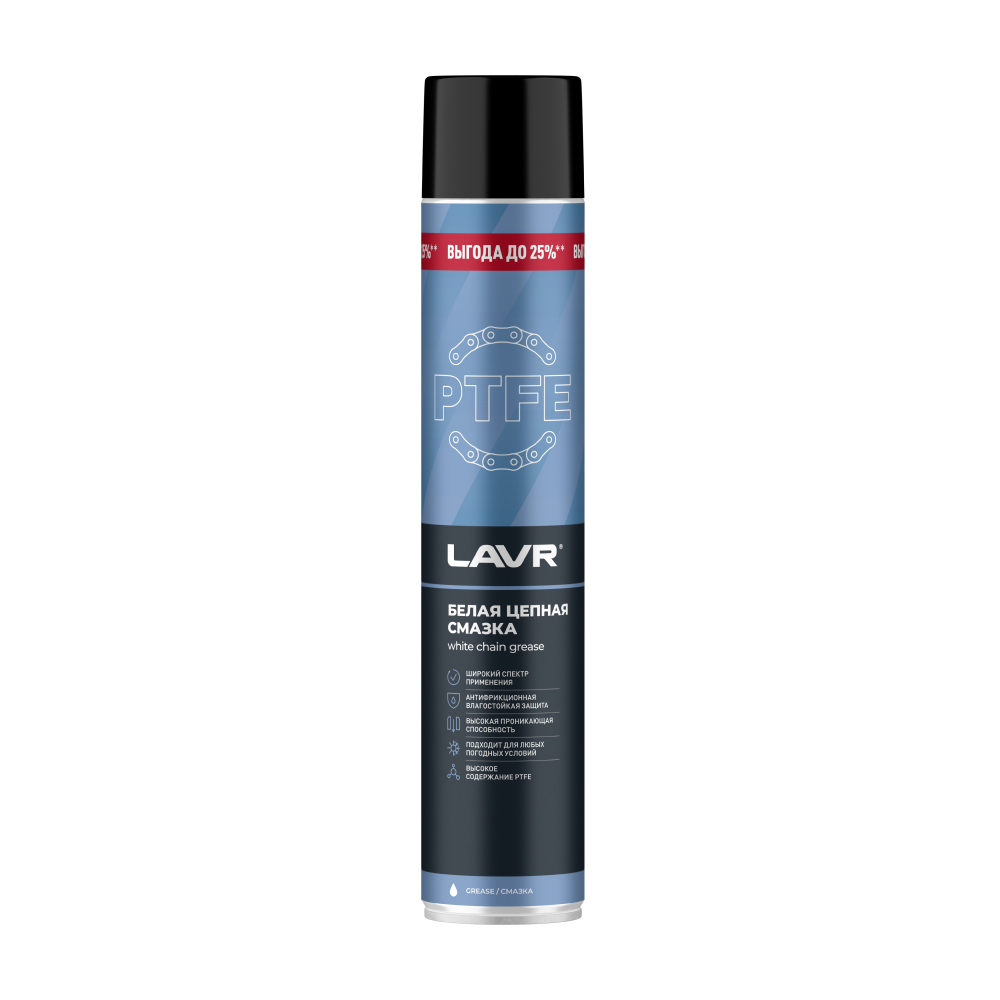 Смазка цепи LAVR белая с PTFE спрей, 1л