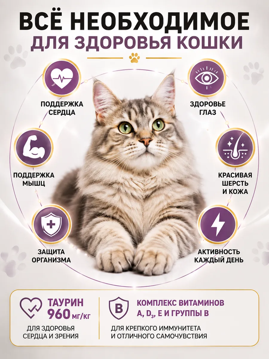 Корм БЕЛКОРМ Petboom для кошек сухой с птицей и рисом 2 кг