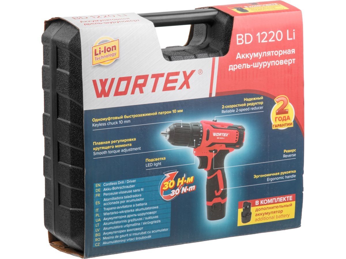 Дрель-шуруповерт аккумуляторная WORTEX BD 1220 Li