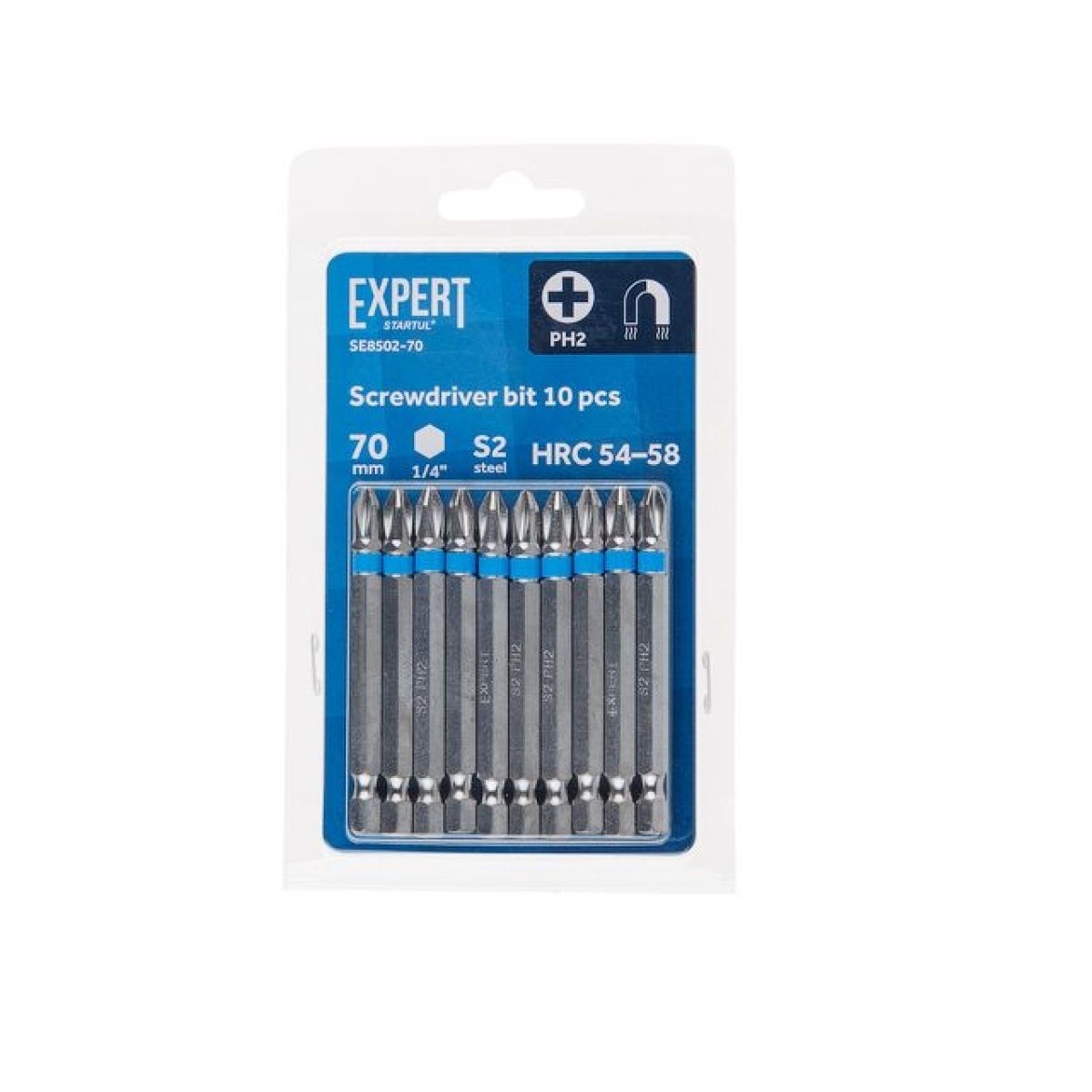 Насадка крестообразная магнитная (бита) PH2 70мм 10шт EXPERT STARTUL