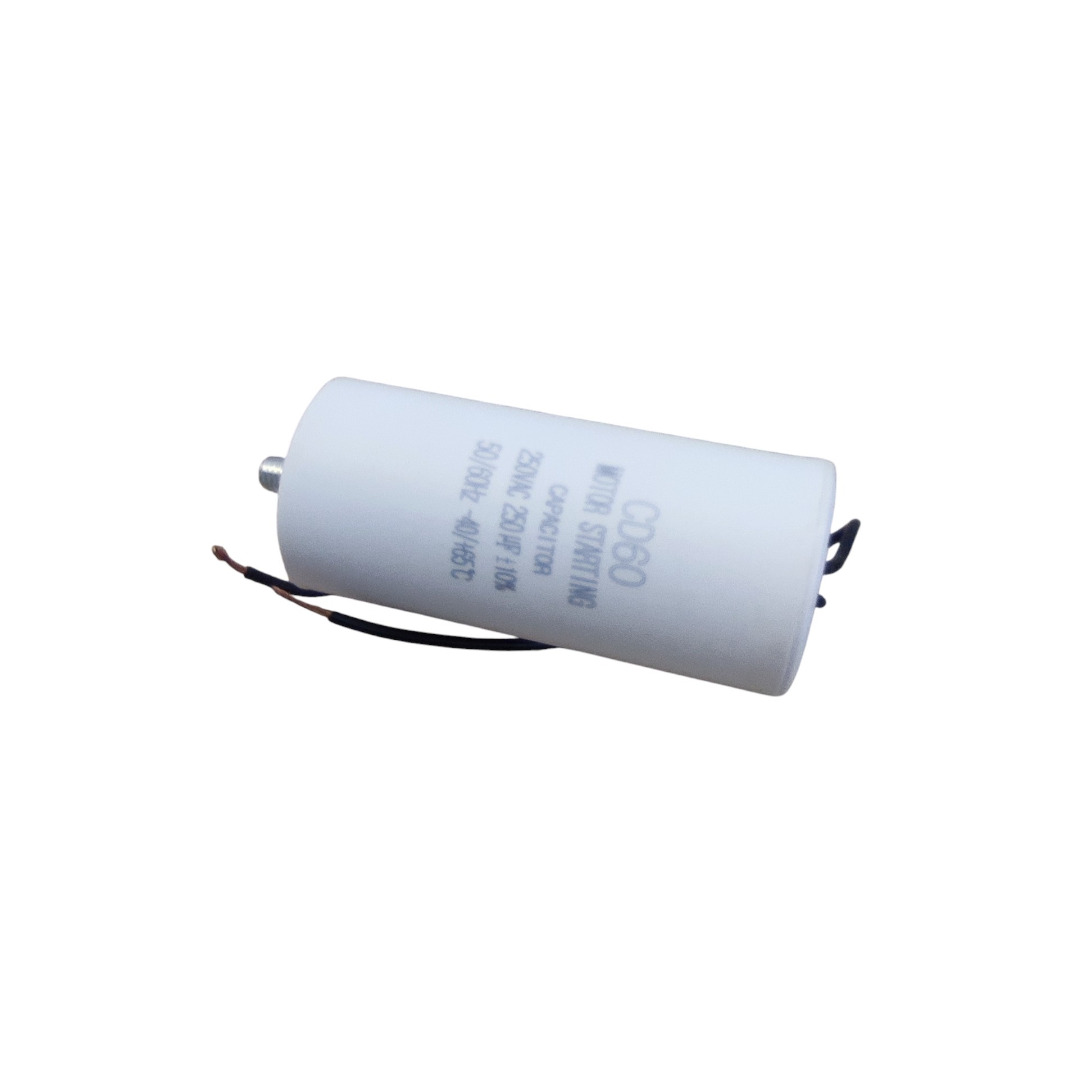 Конденсатор пусковой CD60 250мкФ 250V (провода, болт)